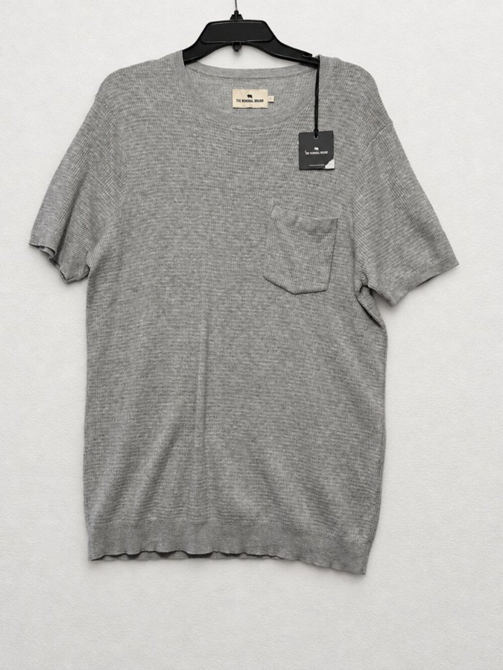The Normal Brand Short Sleeve Shirt Men's L Stone Gray Cotton Pocket Knit NEW
